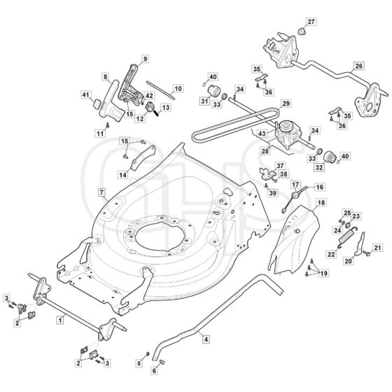 SP555 V - 2016-2018 - 294563038/M16 - Mountfield Rotary Mower Deck Diagram