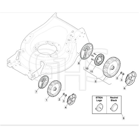 SP555 V - 2020 - 294563038/M20 - Mountfield Rotary Mower Wheels Diagram