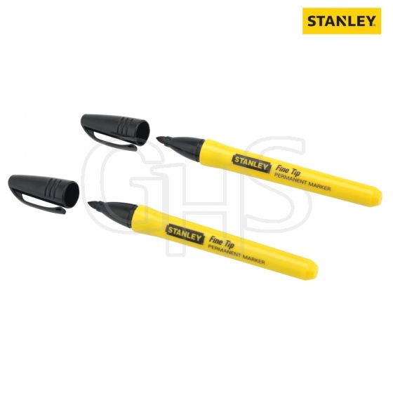 Stanley Fine Tip Permanent Markers - Black (Pack of 2) - 0-47-316