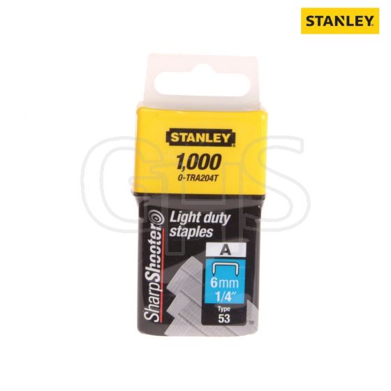 Stanley TRA2 Light-Duty Staple 6mm TRA204T Pack 1000 - 0-TRA204T