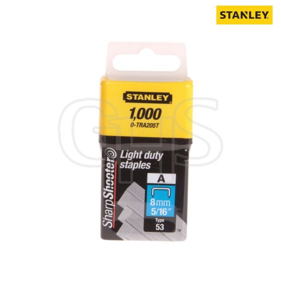 Stanley TRA2 Light-Duty Staple 8mm TRA205T Pack 1000 - 0-TRA205T