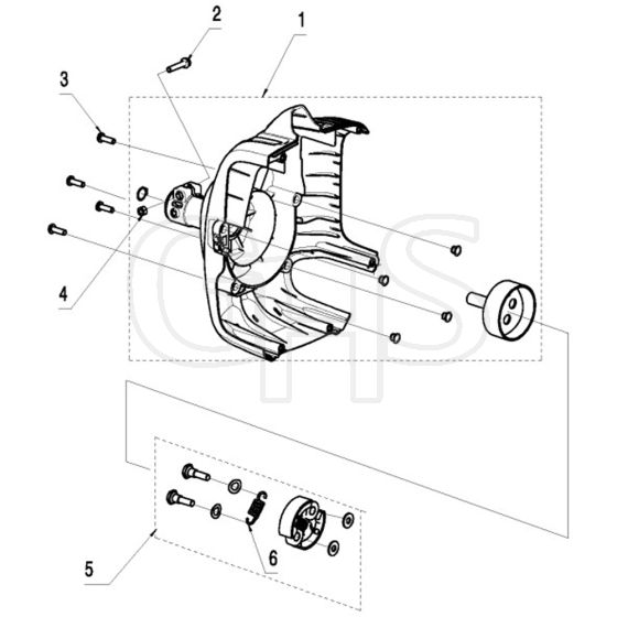 McCulloch T26 CS - 967207701 - 2014-02 - Clutch Cover Parts Diagram