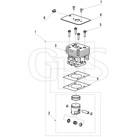 McCulloch T26 CS - 967207701 - 2014-02 - Cylinder Piston Parts Diagram