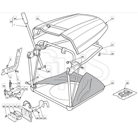 TM 15 36 - 2010 - 2T0320433/M10 - Mountfield Ride On Mower Grasscatcher Diagram