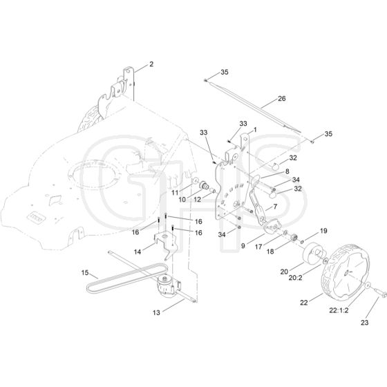 Rear Wheel and Height-of-Cut Assembly
