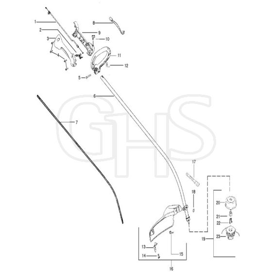 McCulloch TRIM MAC SL - TRIM MAC SL+ - 2010-07 - Shaft & Handle (2) Parts Diagram