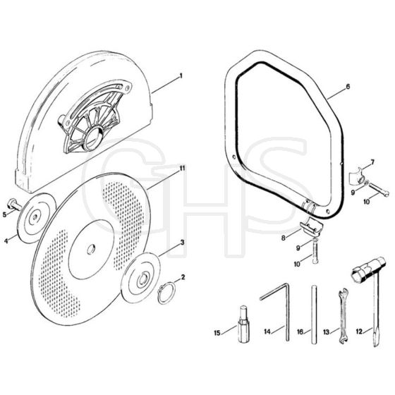 Stihl TS08 - Guard, Tools, Cutting Wheels - Parts Diagram