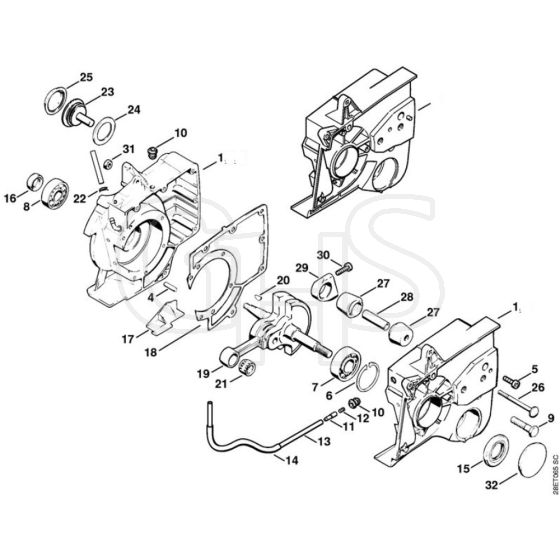 Stihl TS510 - Crankcase - Parts Diagram