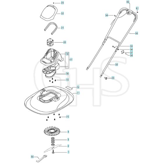 Flymo Turbo Lite 400 AU - 2019-01 - Lawn Mower Main Assembly