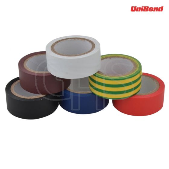 Unibond Electrical Tape (6 Colour Pack) 19mm x 3.5m - 1415390