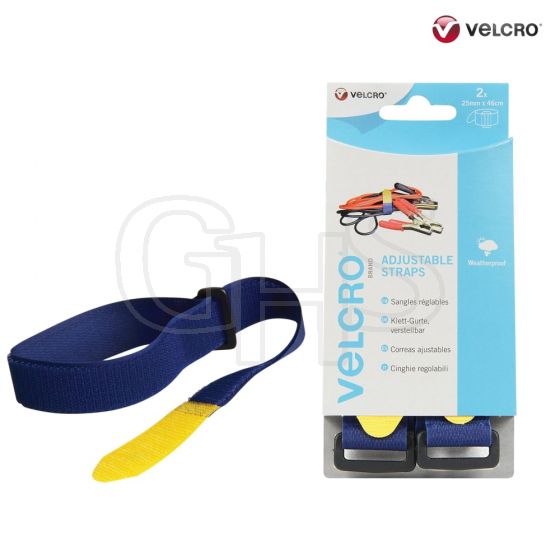 VELCRO Brand Adjustable Straps (2) 25mm x 46cm Blue - 60328
