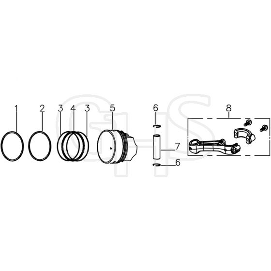 Cobra Y415V - Engine Aug 2022 MX460SPC Piston Assy Diagram