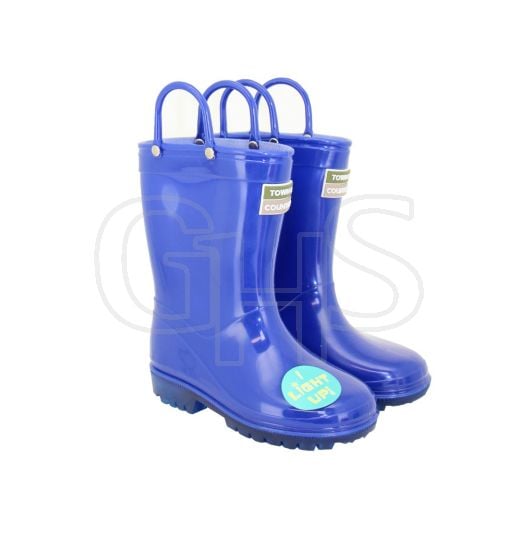 Town & Country Kids Light Up Wellies Blue Size 8 - TFW401