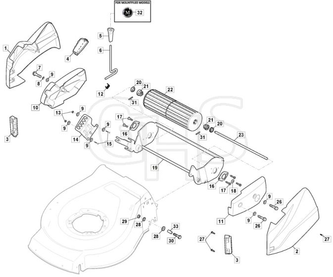 S46R PD Li - 2017-2020 - 299489003/M17 - Mountfield Rotary Mower Roller Diagram