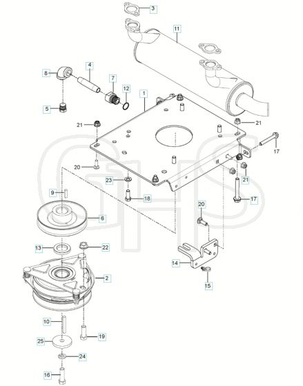 Husqvarna Z560 - Engine Mounting With Guards & Muffler