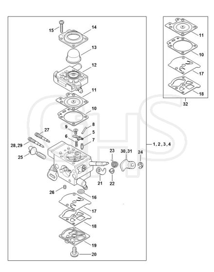 Genuine Stihl FS260 R / G - Carburettor WTF-10, WTF-11, WTF-5, WTF-6