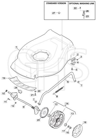S421R PD - 2019-2022 - 299439043/M19 - Mountfield Rotary Mower Deck Diagram