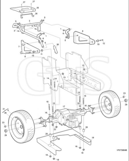 Hayter ST42 Heritage Sweeper Tractor - 151A (151A001001 - 151A099999) - Rear Axle - Rear Frame