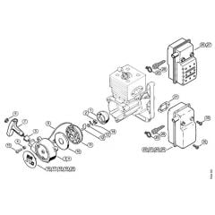 Genuine Stihl BR420 C / B - Rewind starter, Muffler