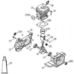 Genuine Stihl FS120 2-MIX / A - Crankcase, Cylinder FS 120 2-MIX