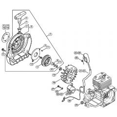 Genuine Stihl FS120 2-MIX / E - Rewind starter, Ignition system