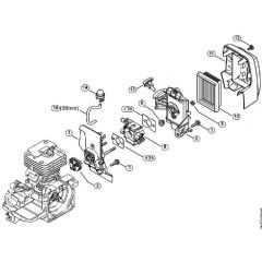 Genuine Stihl FS120 2-MIX / J - Carburetor housing, Air filter 2-MIX