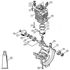 Genuine Stihl FS130 / A - Cylinder, Engine Pan