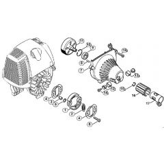 Genuine Stihl FS130 / F - Clutch, Fan Housing