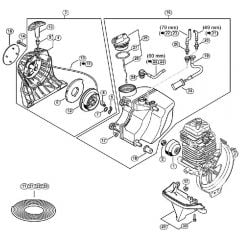 Genuine Stihl FS131 / B - Rewind Starter, Fuel Tank