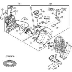 Genuine Stihl FS131 R / B - Rewind Starter, Fuel Tank