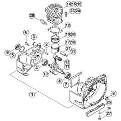 Genuine Stihl FS220 / A - Crankcase, Cylinder