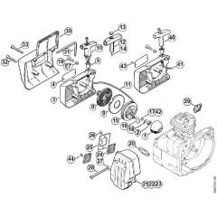 Genuine Stihl FS220 / B - Rewind starter, Muffler