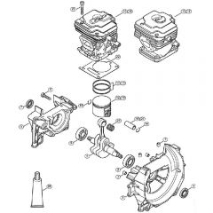 Genuine Stihl FS240 / A - Crankcase, Cylinder