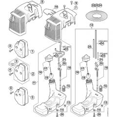 Genuine Stihl FS250 / G - Muffler, Shroud, Fuel tank