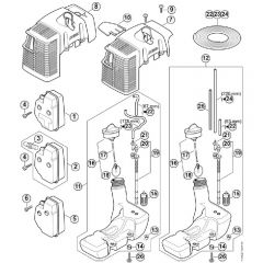 Genuine Stihl FS250 R / G - Muffler, Shroud, Fuel Tank