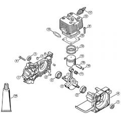 Genuine Stihl FS3900 / A - Crankcase, Cylinder