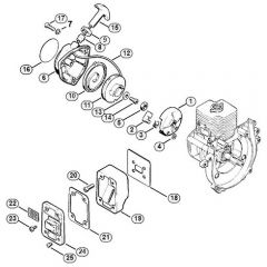 Genuine Stihl FS62 R / B - Rewind starter, Muffler