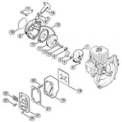 Genuine Stihl FS66 / B - Rewind starter, Muffler