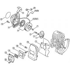 Genuine Stihl FS72 / B - Rewind starter, Muffler