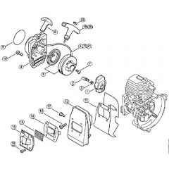 Genuine Stihl FS74 / B - Rewind starter, Muffler