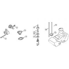 Genuine Stihl FS74 / E - Air filter, Fuel tank (01.94), (53.92)