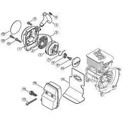 Genuine Stihl FS83 T / C - Rewind starter, Muffler