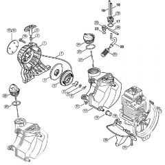 Genuine Stihl FS87 / C - Rewind starter, Fuel tank