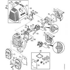 Genuine Stihl FS90 - 4180 / D - Muffler, Air filter