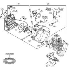 Genuine Stihl FS91 / B - Rewind starter, Fuel tank