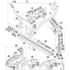 Genuine Stihl FS94 / H - Bike handle, Drive tube assembly, Gear head up to serial number 514309587