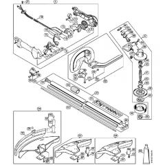 Genuine Stihl FS94 RC-E / F - Control handle, Drive tube assembly, Gear head up to serial number 514309587