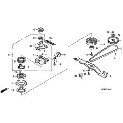 Honda HRB476C - QXE - MZCD 8000001-8099001 Pulley/Rotary Blade Diagram (ser no. 8092881 +)
