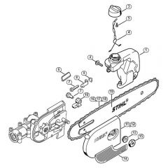 Genuine Stihl HT-KM / K - Oil tank, Chain sprocket cover (38.2002)