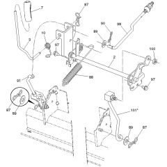 McCulloch M145107T - 96041029201 - 2012-12 - Mower Lift Lever Parts Diagram
